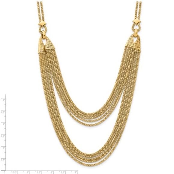 Herco 14K Yellow Gold 18" Multi-Strand Popcorn Chain Necklace – Made in Italy - Picture 1 of 5
